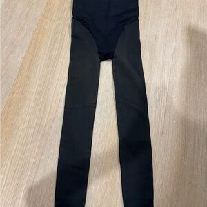 Fleece lined fake sheer black thick tights